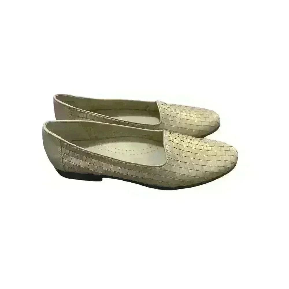 TROTTERS Womens Bone Off White Cream Basket Woven Loafer Flats 10.